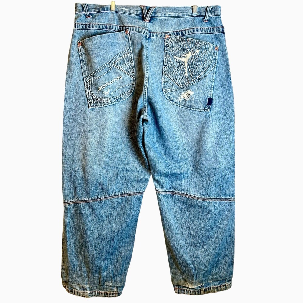 Vintage Y2k Baggy Air Jordan Jeans Denim Embroidered Jumpman 40x29 (was 40x34)